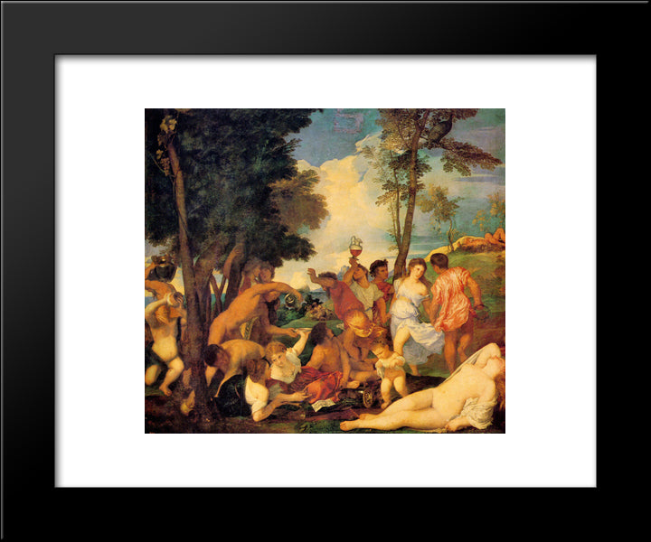 Bacchanal 20x24 Black Modern Wood Framed Art Print Poster by Titian