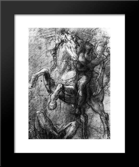 Cavalier Over A Fallen Adversary 20x24 Black Modern Wood Framed Art Print Poster by Titian