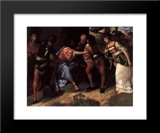 Christ And The Adulteress 20x24 Black Modern Wood Framed Art Print Poster by Titian