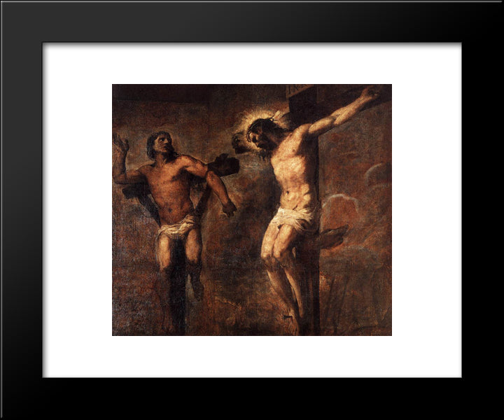 Christ And The Good Thief 20x24 Black Modern Wood Framed Art Print Poster by Titian