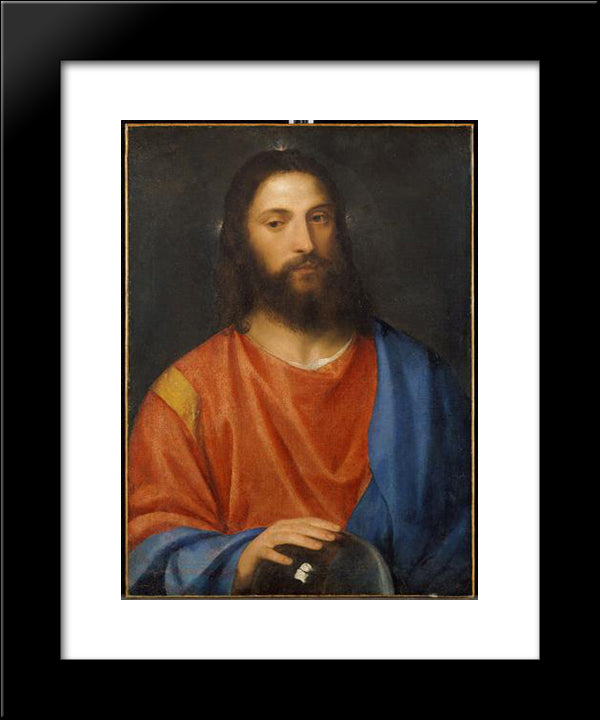 Christ With Globe 20x24 Black Modern Wood Framed Art Print Poster by Titian