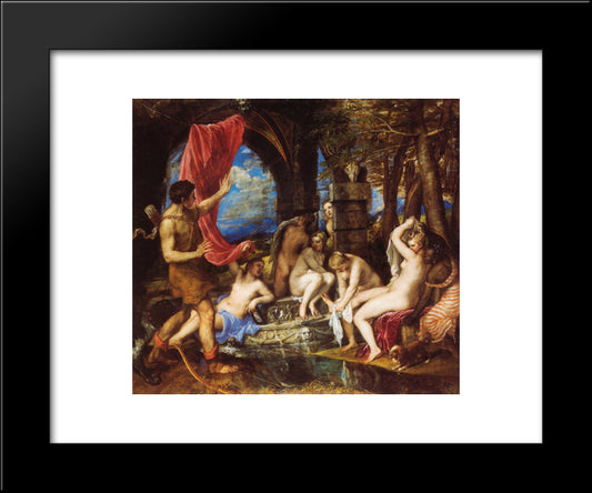 Diana And Actaeon 20x24 Black Modern Wood Framed Art Print Poster by Titian