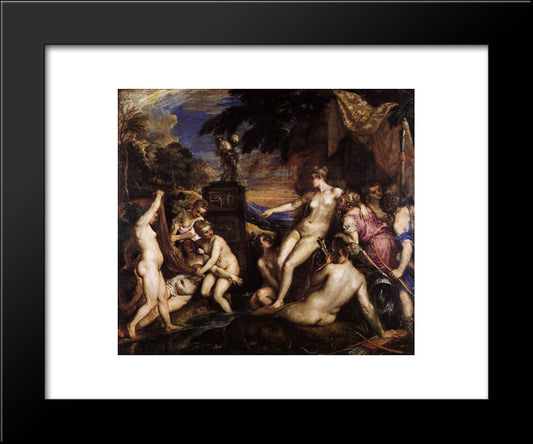 Diana And Callisto 20x24 Black Modern Wood Framed Art Print Poster by Titian