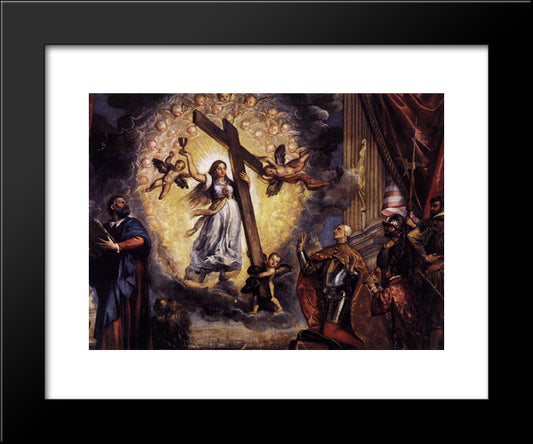 Doge Antonio Grimani Kneeling Before The Faith 20x24 Black Modern Wood Framed Art Print Poster by Titian