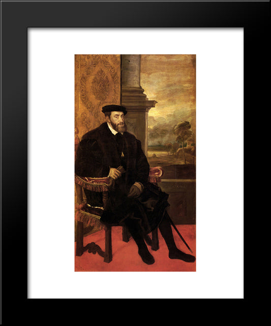 Emperor Charles 20x24 Black Modern Wood Framed Art Print Poster by Titian