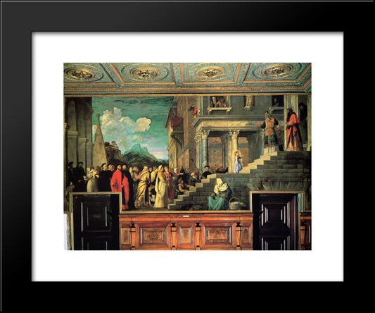 Entry Of Mary Into The Temple 20x24 Black Modern Wood Framed Art Print Poster by Titian