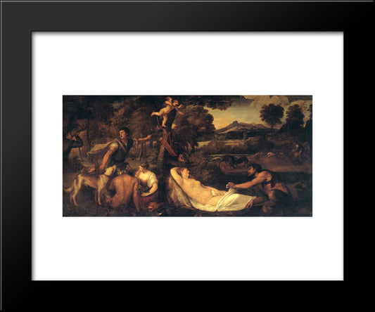 Jupiter And Anthiope (Pardo Venus) 20x24 Black Modern Wood Framed Art Print Poster by Titian