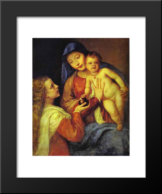 Madonna And Child With Mary Magdalene 20x24 Black Modern Wood Framed Art Print Poster by Titian