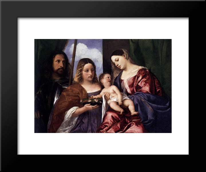 Madonna And Child With Sts Dorothy And George 20x24 Black Modern Wood Framed Art Print Poster by Titian