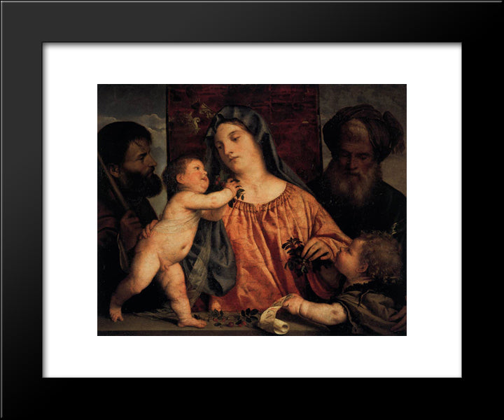 Madonna Of The Cherries 20x24 Black Modern Wood Framed Art Print Poster by Titian