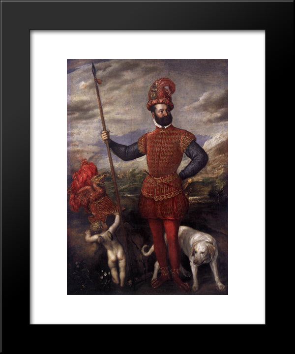 Man In Military Costume 20x24 Black Modern Wood Framed Art Print Poster by Titian