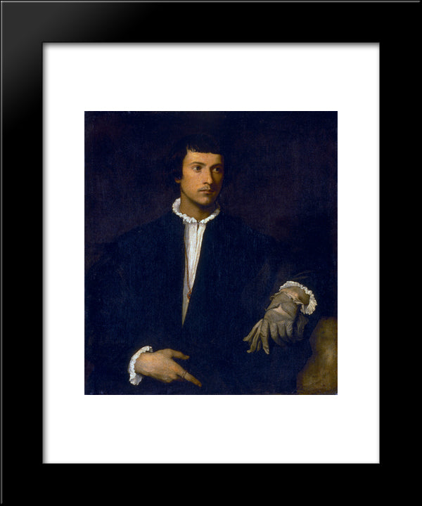 Man With A Glove 20x24 Black Modern Wood Framed Art Print Poster by Titian