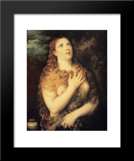 Mary Magdalen Repentant 20x24 Black Modern Wood Framed Art Print Poster by Titian