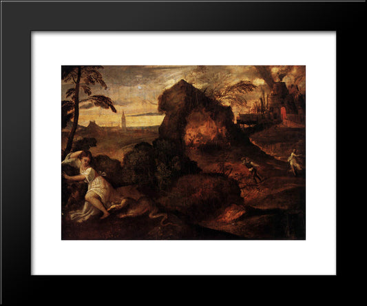 Orpheus And Eurydice 20x24 Black Modern Wood Framed Art Print Poster by Titian