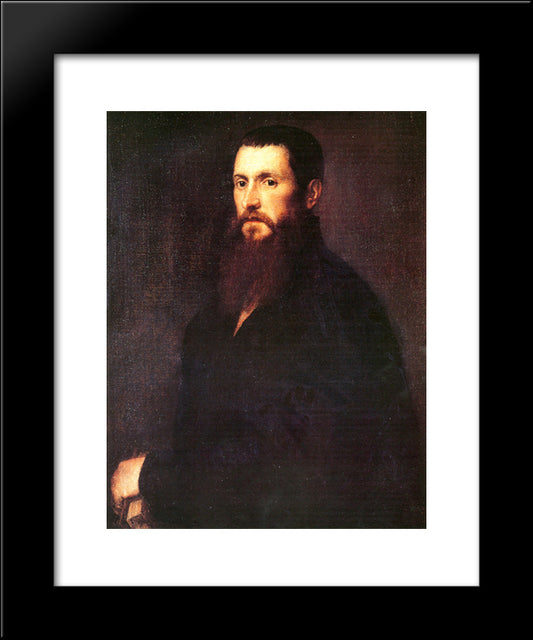 Painting Of Daniele Barbaro 20x24 Black Modern Wood Framed Art Print Poster by Titian