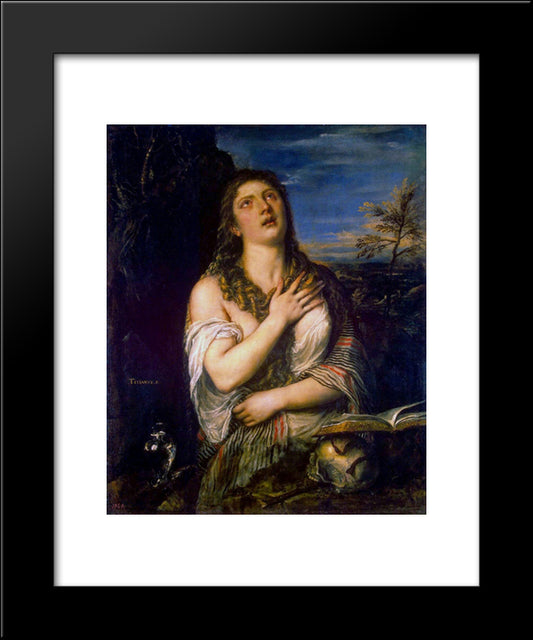 Penitent St. Mary Magdalene 20x24 Black Modern Wood Framed Art Print Poster by Titian