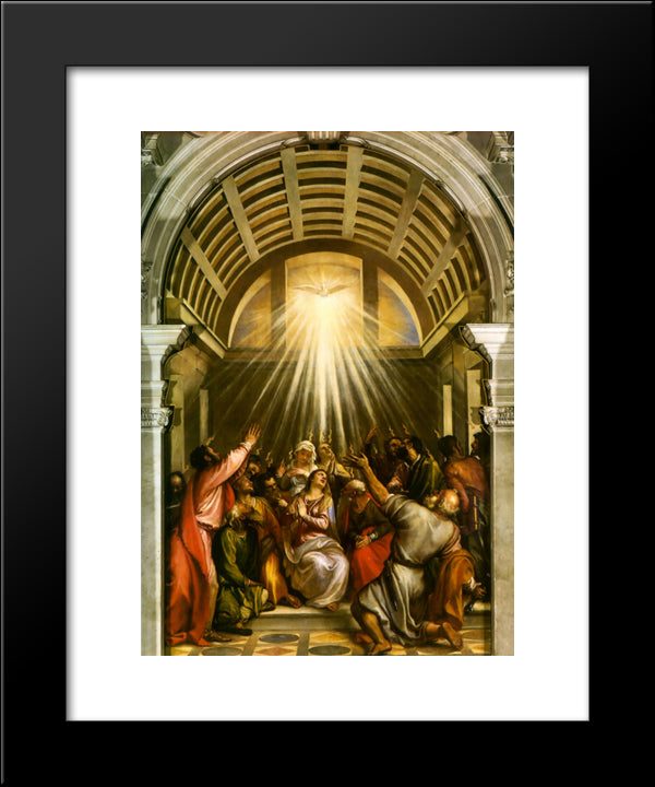 Pentecost 20x24 Black Modern Wood Framed Art Print Poster by Titian