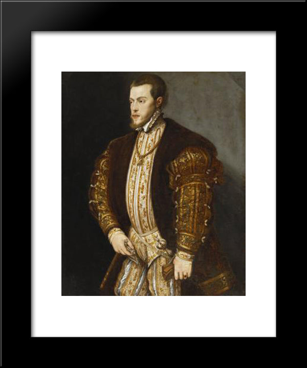 Philip Ii Of Spain 20x24 Black Modern Wood Framed Art Print Poster by Titian