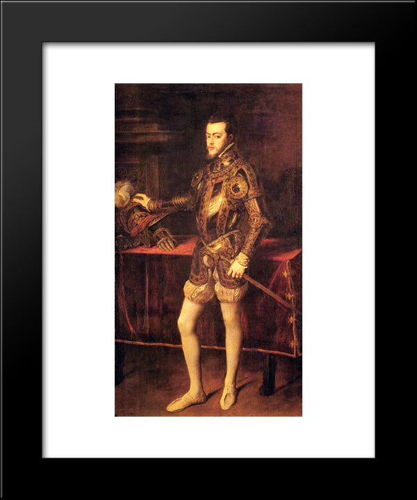 Philipp Ii, As Prince 20x24 Black Modern Wood Framed Art Print Poster by Titian