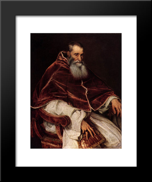 Pope Paul Iii 20x24 Black Modern Wood Framed Art Print Poster by Titian