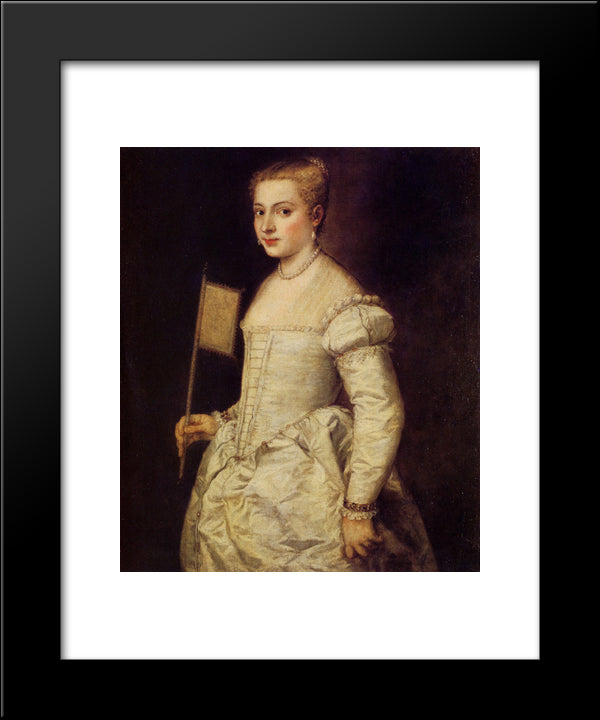 Portrait Of A Lady In White 20x24 Black Modern Wood Framed Art Print Poster by Titian