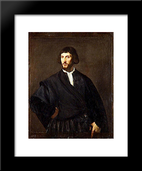 Portrait Of A Man 20x24 Black Modern Wood Framed Art Print Poster by Titian