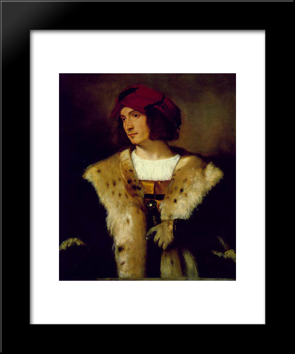 Portrait Of A Man In A Red Cap 20x24 Black Modern Wood Framed Art Print Poster by Titian