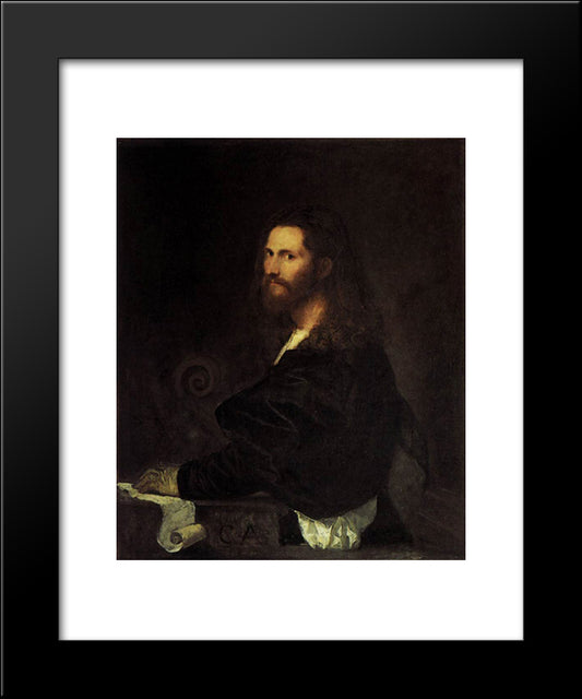 Portrait Of A Musician 20x24 Black Modern Wood Framed Art Print Poster by Titian