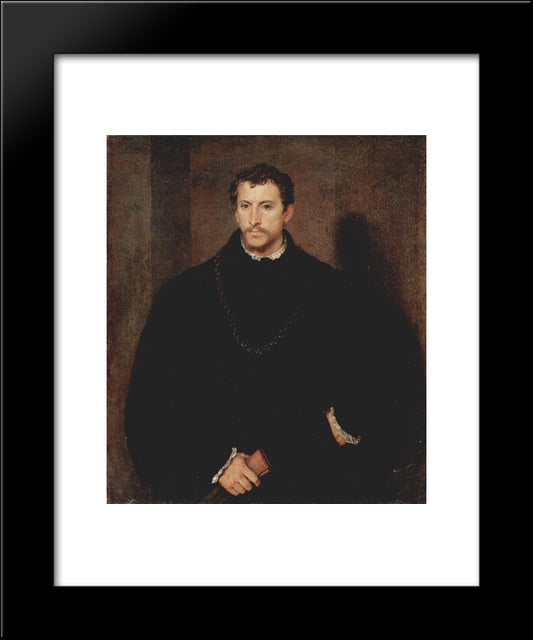 Portrait Of A Young Man (The Young Englishman) 20x24 Black Modern Wood Framed Art Print Poster by Titian