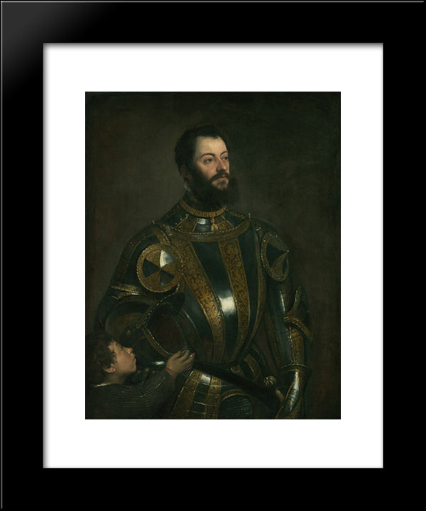 Portrait Of Alfonso D`Avalos , In Armor With A Page 20x24 Black Modern Wood Framed Art Print Poster by Titian