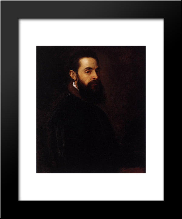 Portrait Of Antonio Anselmi 20x24 Black Modern Wood Framed Art Print Poster by Titian