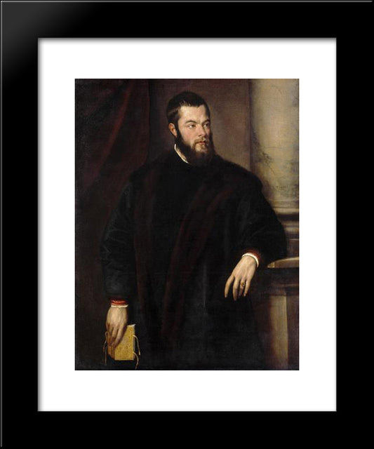 Portrait Of Benedetto Varchi 20x24 Black Modern Wood Framed Art Print Poster by Titian