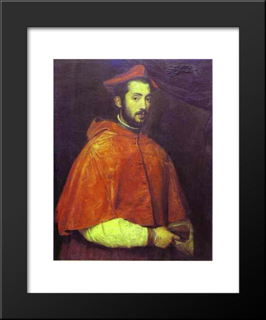 Portrait Of Cardinal Alessandro Farnese 20x24 Black Modern Wood Framed Art Print Poster by Titian