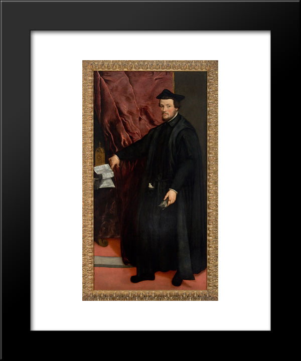 Portrait Of Cardinal Cristoforo Madruzzo 20x24 Black Modern Wood Framed Art Print Poster by Titian