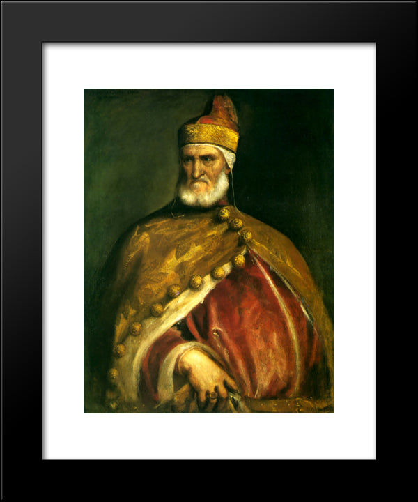 Portrait Of Doge Andrea Gritti 20x24 Black Modern Wood Framed Art Print Poster by Titian