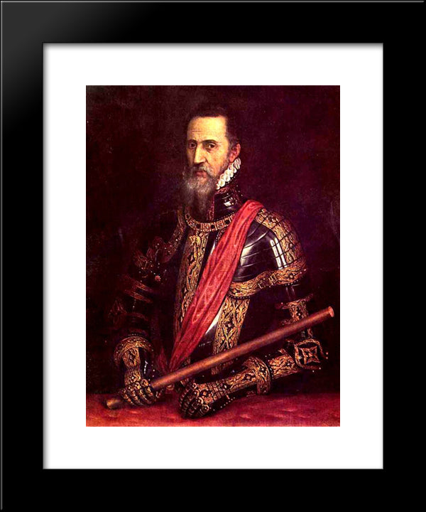 Portrait Of Don Fernando Alvarez Of Toledo, Grand Duke Of Alba 20x24 Black Modern Wood Framed Art Print Poster by Titian