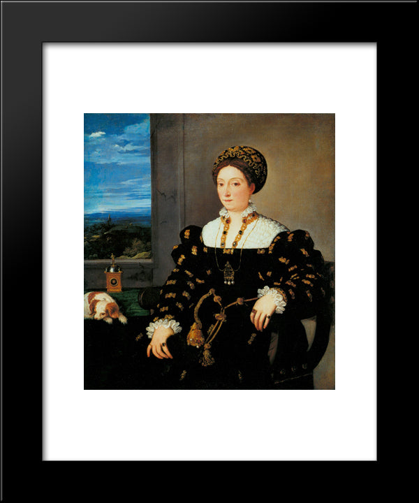 Portrait Of Eleonora Gonzaga 20x24 Black Modern Wood Framed Art Print Poster by Titian