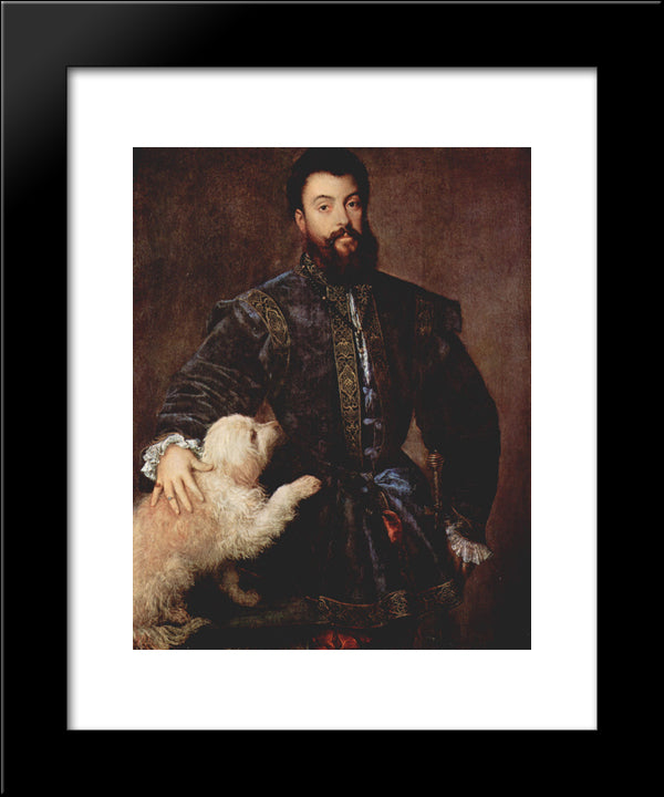 Portrait Of Federico Ii Gonzaga 20x24 Black Modern Wood Framed Art Print Poster by Titian