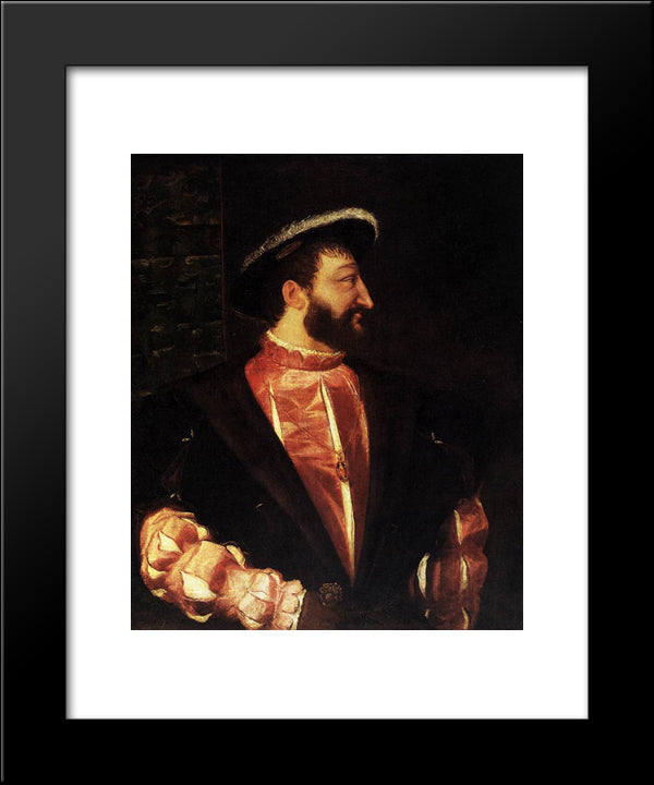 Portrait Of Francis I 20x24 Black Modern Wood Framed Art Print Poster by Titian