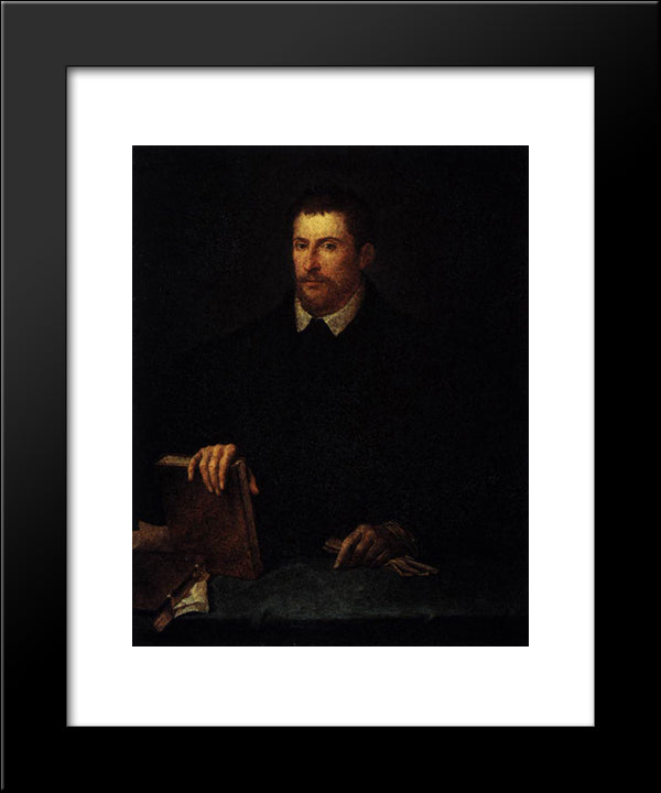 Portrait Of Ippolito Riminaldi 20x24 Black Modern Wood Framed Art Print Poster by Titian