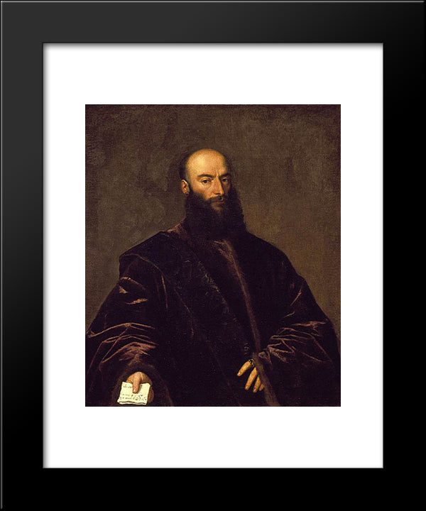 Portrait Of Jacopo (Giacomo) Dolfin 20x24 Black Modern Wood Framed Art Print Poster by Titian