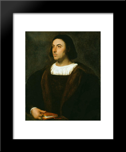 Portrait Of Jacopo Sannazaro 20x24 Black Modern Wood Framed Art Print Poster by Titian