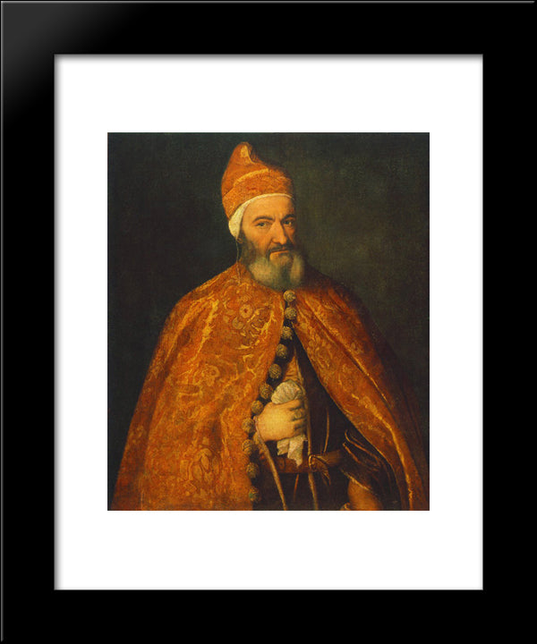 Portrait Of Marcantonio Trevisani 20x24 Black Modern Wood Framed Art Print Poster by Titian