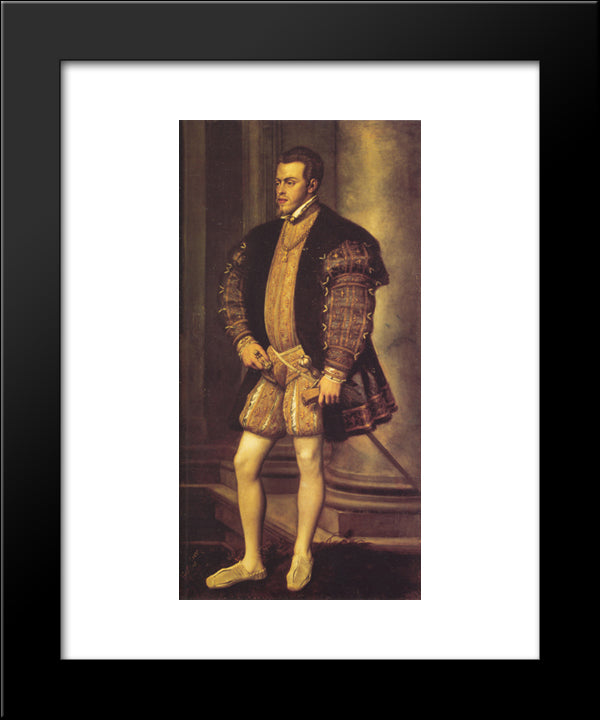 Portrait Of Philip Ii 20x24 Black Modern Wood Framed Art Print Poster by Titian