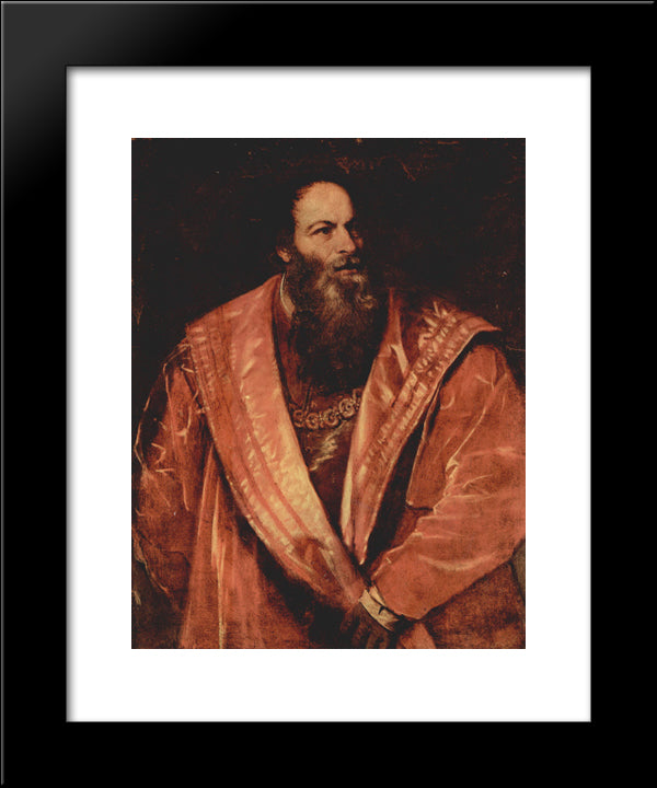 Portrait Of Pietro Aretino 20x24 Black Modern Wood Framed Art Print Poster by Titian