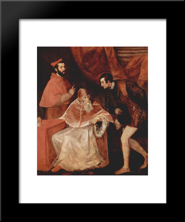 Portrait Of Pope Paul Iii, Cardinal Alessandro Farnese And Duke Ottavio Farnese 20x24 Black Modern Wood Framed Art Print Poster by Titian