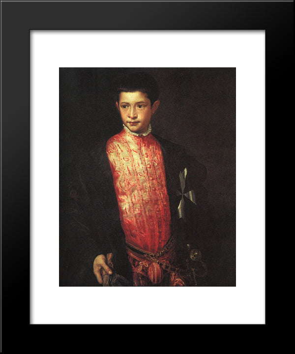 Portrait Of Ranuccio Farnese 20x24 Black Modern Wood Framed Art Print Poster by Titian