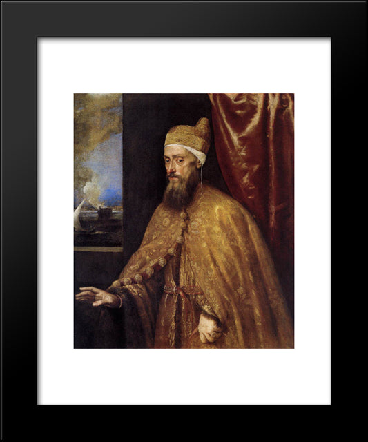 Portrait Of The Doge Francesco Venier 20x24 Black Modern Wood Framed Art Print Poster by Titian