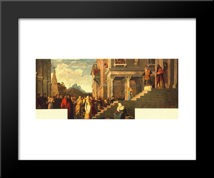 Presentation Of The Virgin At The Temple 20x24 Black Modern Wood Framed Art Print Poster by Titian