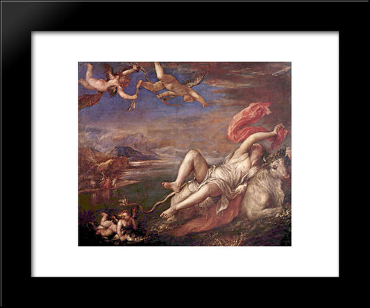 Rape Of Europe 20x24 Black Modern Wood Framed Art Print Poster by Titian